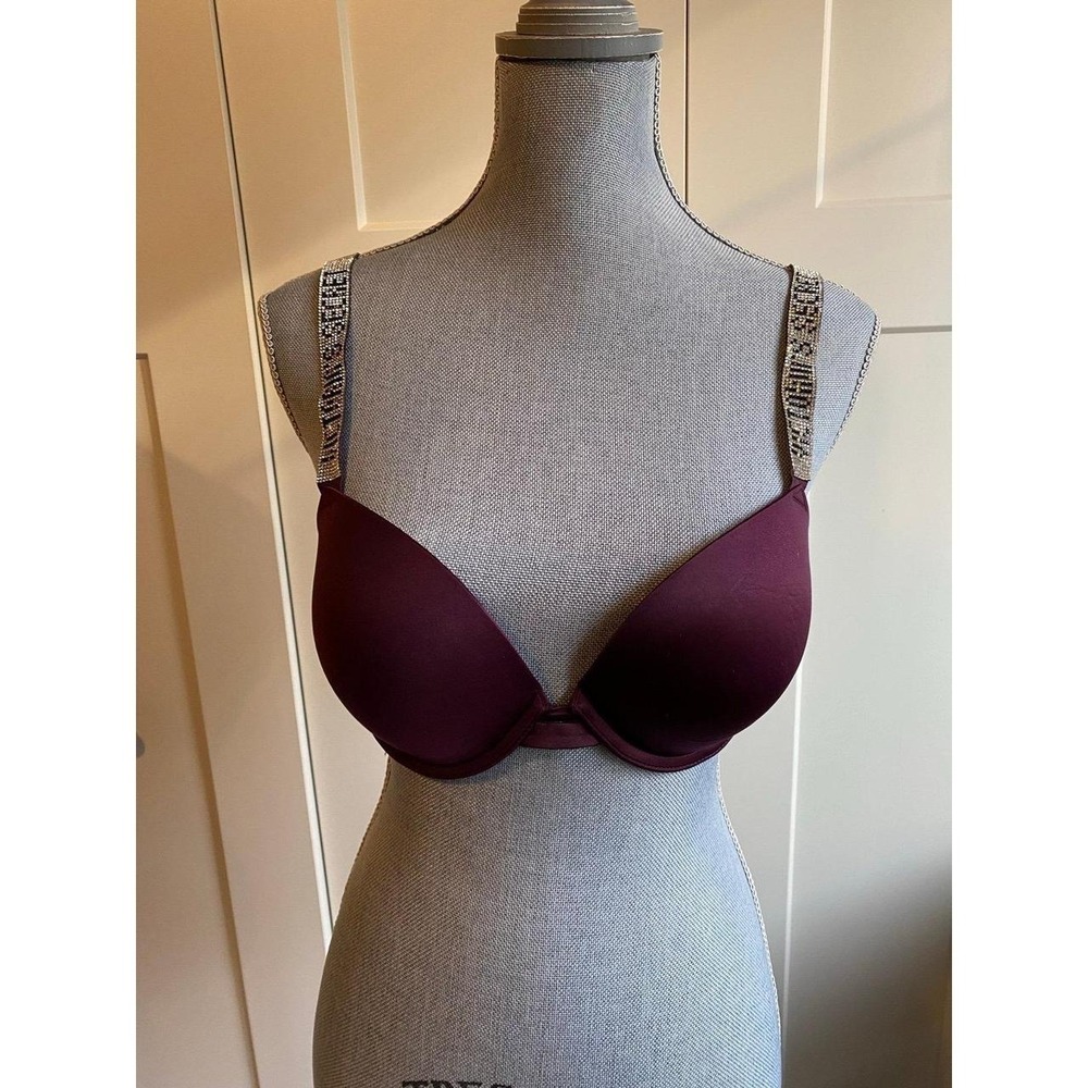 Victoria's Secret Bra 36C Sexy Push Up Add 2 Cups Rhinestones Lingerie sku2